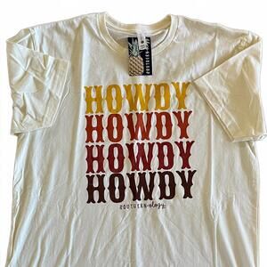 Ivory Graphic Tee with 'Howdy' Print